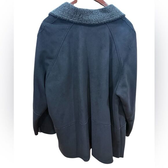 Jones NY Black Sherpa Faux Suede Jacket Coat Women’s size 3X Black - Picture 2 of 6